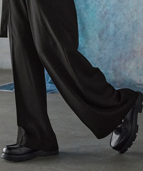SERACE スラックス 「SERACE」Wide straight wool like belted