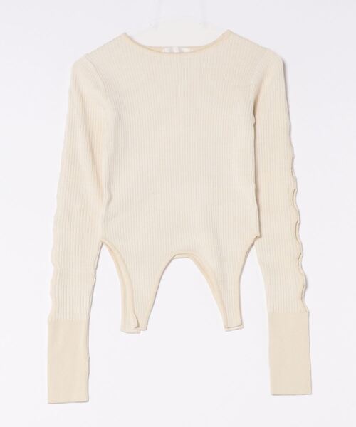 tシャツ ROUND CUT DESIGN RIB KNIT TOPS レディース