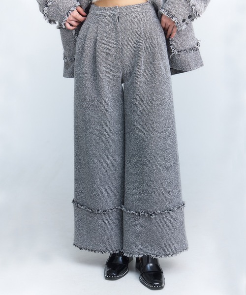 ツイードワイドパンツ　eimy istoire eimy istoire パンツ ウエストコルセットパンツ レディース