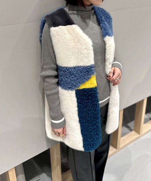 LOVELESS（ラブレス） ベスト ジレ ブロッキングファーコンビベスト