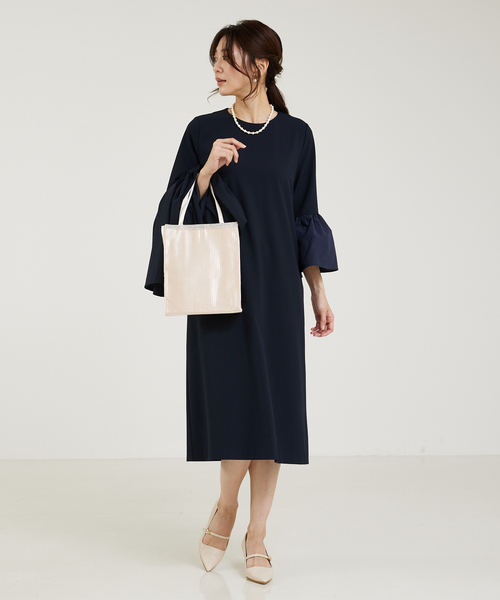 【Domani掲載 】abahouse mavie 袖フレアーワンピース abahouse mavie ワンピース 「WEB Domani掲載」「エニディ