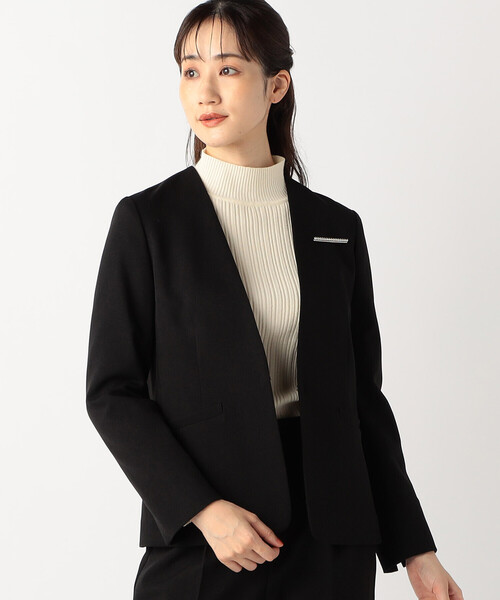 【逸品】 COMME CA ISM スーツ 「セットアップ対応」杢調 ノーカラー ジャケット・アウター