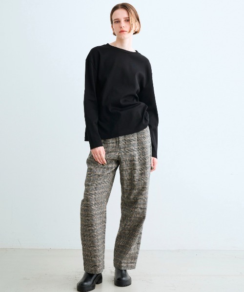 three dots（スリー ドッツ） パンツ コットンツイード セミワイド