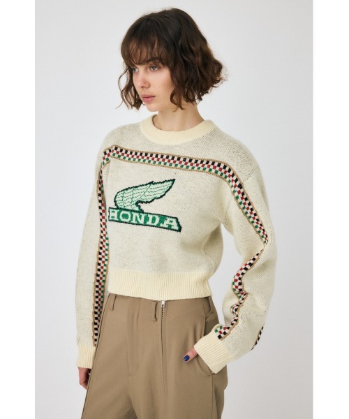 MOUSSY ニットセーター 長袖 moussy - マウジー MOUSSY ニット セーター ドット 長袖 F 白