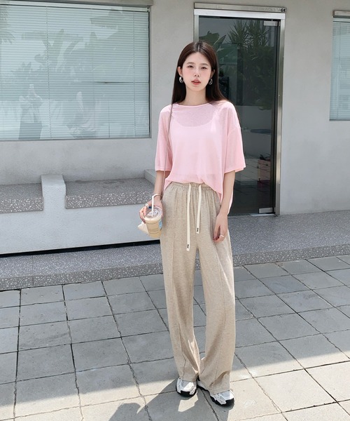 ピンタックスラブストレートパンツ crewre online shop / ピンタックスラブストレートパンツ