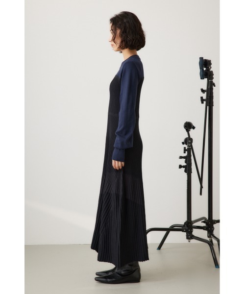 crie conforto ワンピース バイカラービスチェドッキングニットワンピ