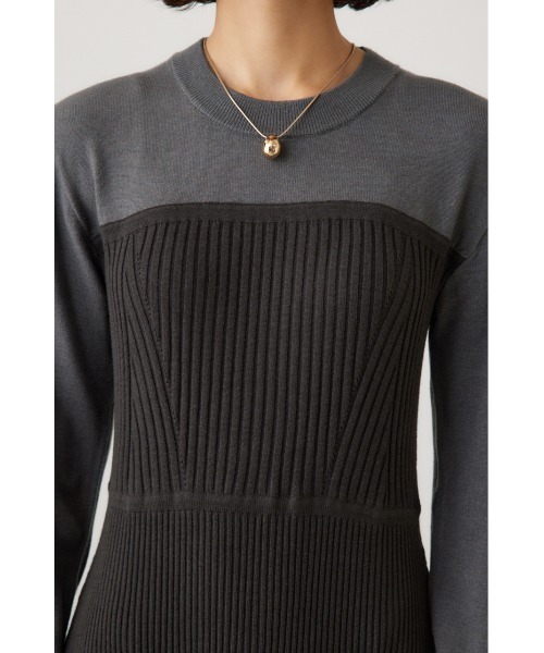 crie conforto ワンピース バイカラービスチェドッキングニットワンピ