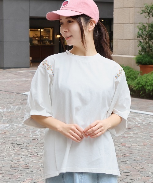 tシャツ リブ切替デザインプルオーバー レディース