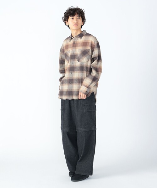 BEAMS FUTURE ARCHIVE ダメージチェックネルシャツ BEAMS HEART（ビームス ハート）ダメージ チェック ネルシャツ