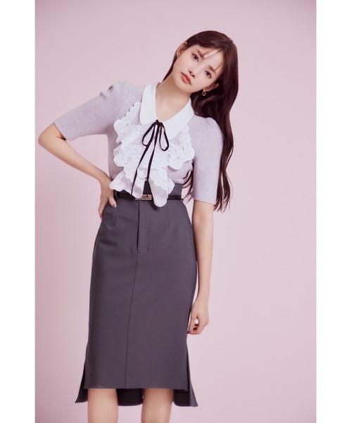 【新品タグ付き】snidel ベルテッドミドルレングスタイトスカート　グレー SNIDEL スカート ベルテッドミドルレングスタイトスカート