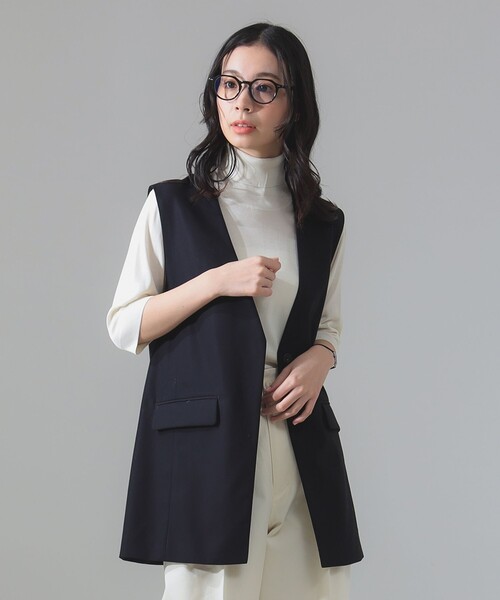 Demi-Luxe BEAMS ベスト ジレ コットン ラペルレス レディース