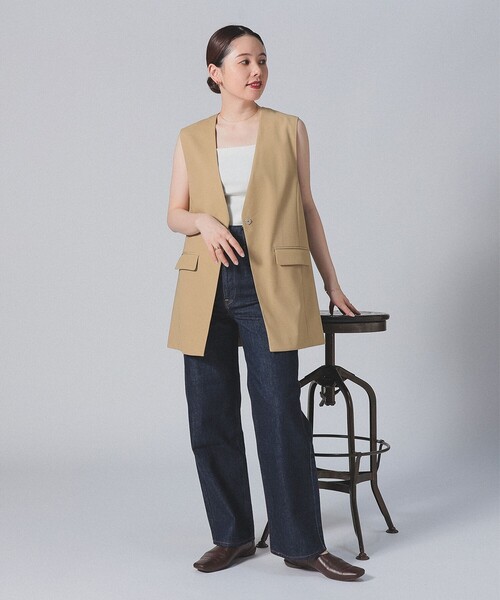 【専用】Demi-Luxe BEAMS ダブルクロス ベルテッドジレ　36 Demi-Luxe BEAMS（デミルクス ビームス）ノーカラー ダブル
