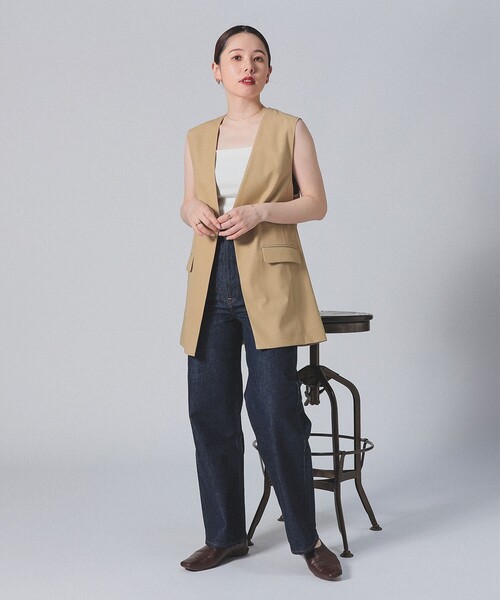 Demi-Luxe BEAMS ベスト ジレ コットン ラペルレス レディース