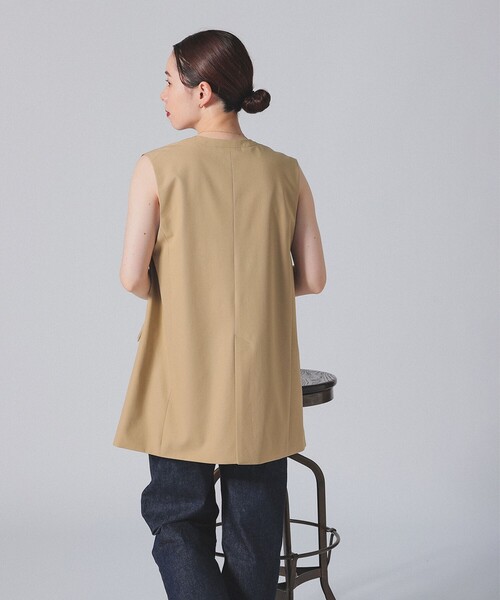 Demi-Luxe BEAMS ベスト ジレ コットン ラペルレス レディース