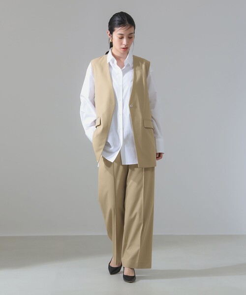 アクアラペルジレ Demi-Luxe BEAMS ベスト ジレ コットン ラペルレス レディース