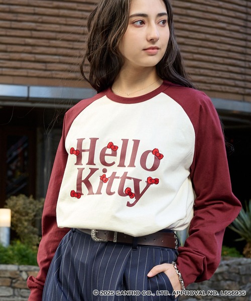 ハローキティ - ハローキティー　ロングティーシャツ sanrio tシャツ 「HELLO KITTY」別注 ハローキティ リボン刺繍