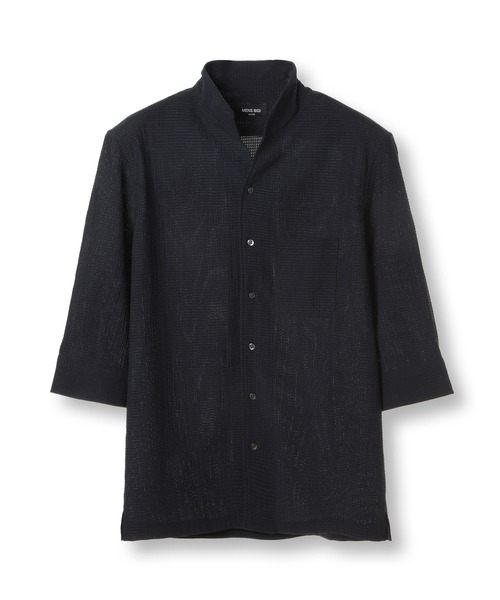 MEN'S BIGI（メンズビギ） シャツ カラミ織風サッカー七分袖スタンド