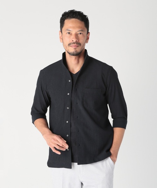 【ブラック】保形性 ストレッチ 長袖 カラーシャツ (MENS) 000000012285-08.jpg?size=xl&w=