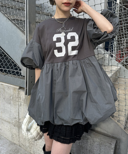 tシャツ バルーンミニTワンピース レディース