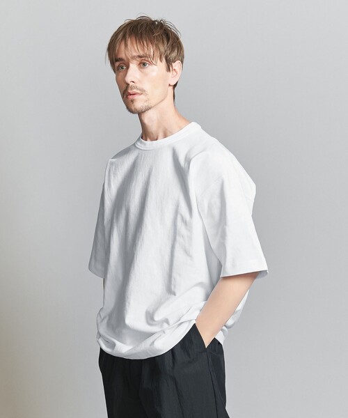 美品☆BEARDSLEY ビアズリー ラウンドヘムプルオーバー ホワイトTシャツ BEAUTY＆YOUTH UNITED ARROWS tシャツ THE HEAVY” 10oz ヘビー
