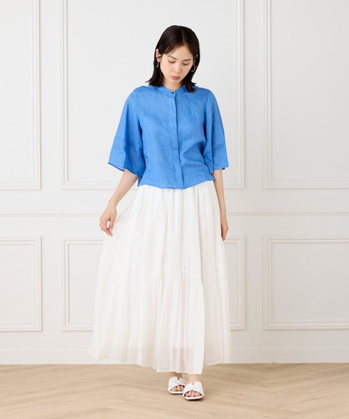 半額以下！新品未使用タグ付き☆ emmi アシンメトリーギャザーナイロンスカート emmi（エミ）の「【emmi atelier】アシンメトリーギャザー