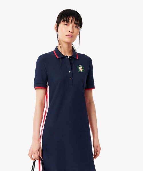 LACOSTE ラコステ ロング ワンピース ポロシャツ ネイビー