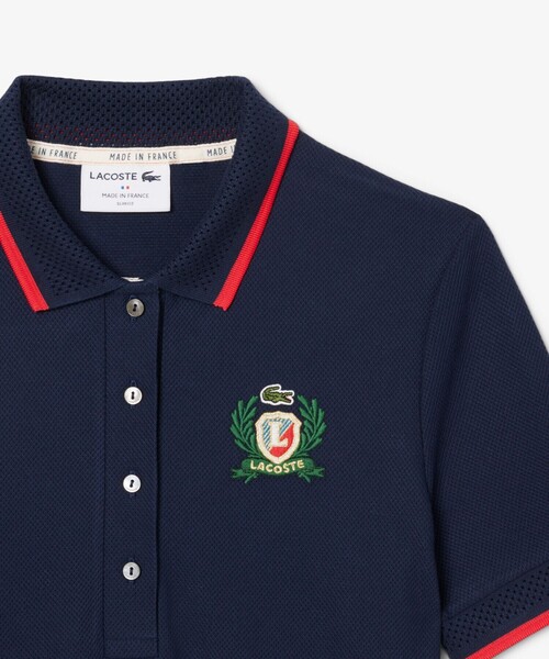 LACOSTE シャツワンピース サイドメッシュバンドポロドレス