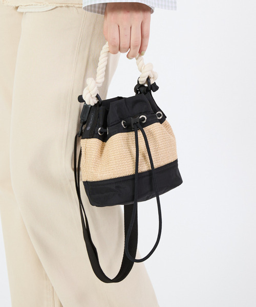 ■LeSportsac■RAFFIA MINI BUCKET ラフィア RAFFIA MINI BUCKETブラックラフィア（ミニバッグ）｜LeSportsac