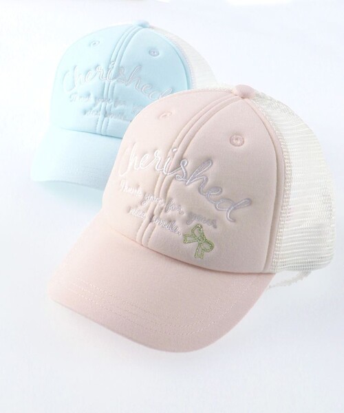 branshes（ブランシェス） キャップ 帽子 ロゴ/リボン刺繍メッシュ