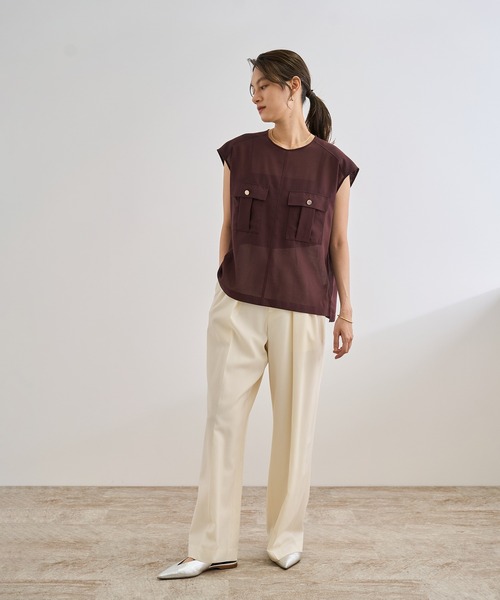 ROPE' ブラウス シャツ 「洗える」サファリ シアーブラウス