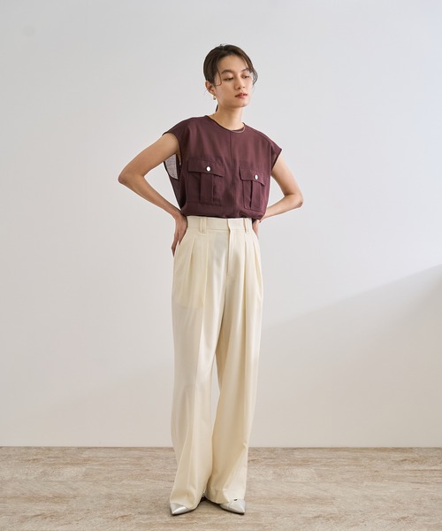 ROPE' ブラウス シャツ 「洗える」サファリ シアーブラウス