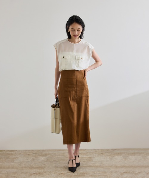 ROPE' ブラウス シャツ 「洗える」サファリ シアーブラウス