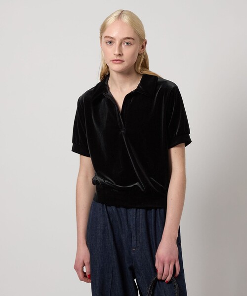 tシャツ 「Steven Alan」ベロア スキッパー ネック プルオーバー レディース STEVEN ALAN tシャツ 「Steven Alan」ベロア スキッパー ネック