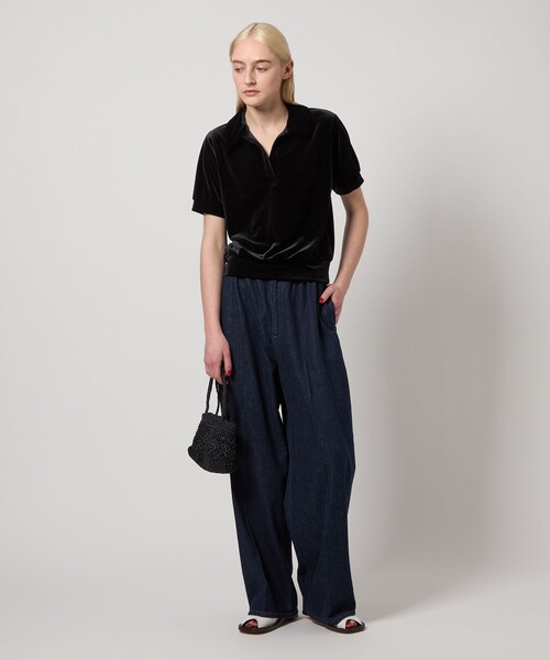 tシャツ 「Steven Alan」ベロア スキッパー ネック プルオーバー レディース STEVEN ALAN tシャツ 「Steven Alan」ベロア スキッパー ネック