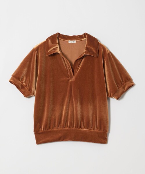 tシャツ 「Steven Alan」ベロア スキッパー ネック プルオーバー レディース STEVEN ALAN tシャツ 「Steven Alan」ベロア スキッパー ネック