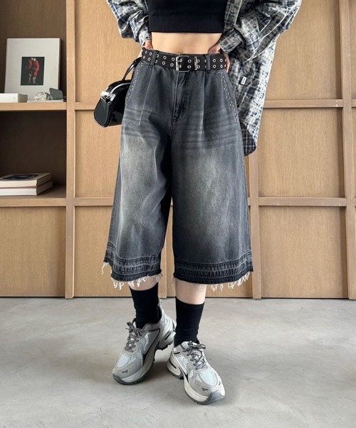 PBLIM ハーフパンツ ワイドパンツ ジーンズ デニム デニムパンツ