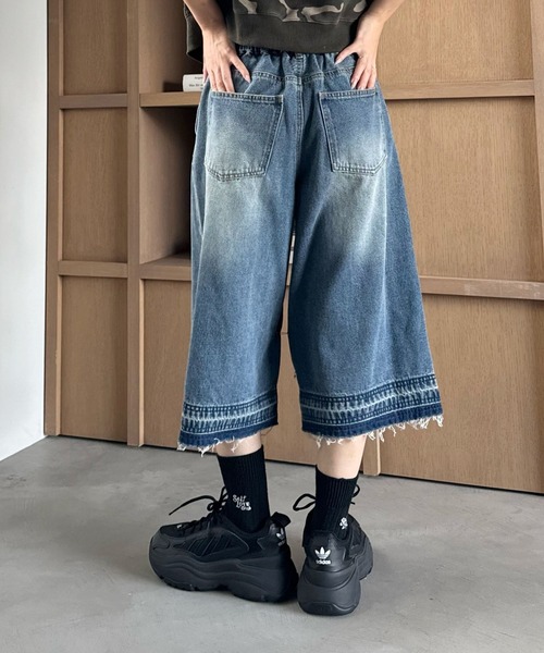 PBLIM ハーフパンツ ワイドパンツ ジーンズ デニム デニムパンツ