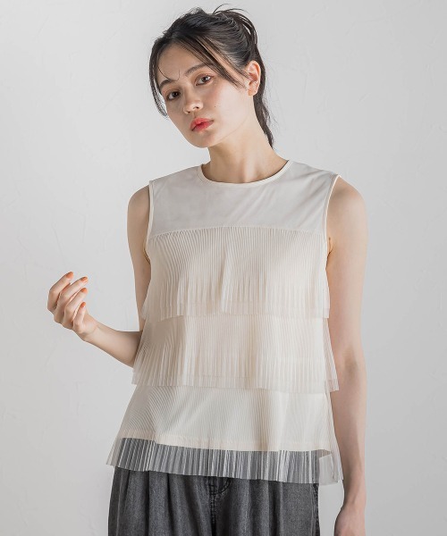 tシャツ チュールドッキングプルオーバー「手洗い可能」 レディース