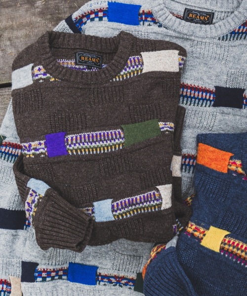 BEAMS+（ビームスプラス） セーター ニット 5G ジャカード ネイティブ