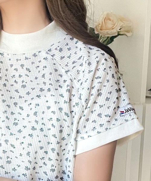 45r 小花柄 ガーゼタンクトップ コットン Java tシャツ 「JaVaジャバコラボ」甘さひかえめ、こなれガーリー