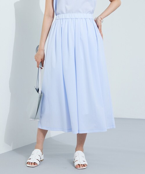 ワイドパンツ パンツ 「クールエアー素材／UVケア／セットアップ可能」エアリーフレアパンツ レディースの画像