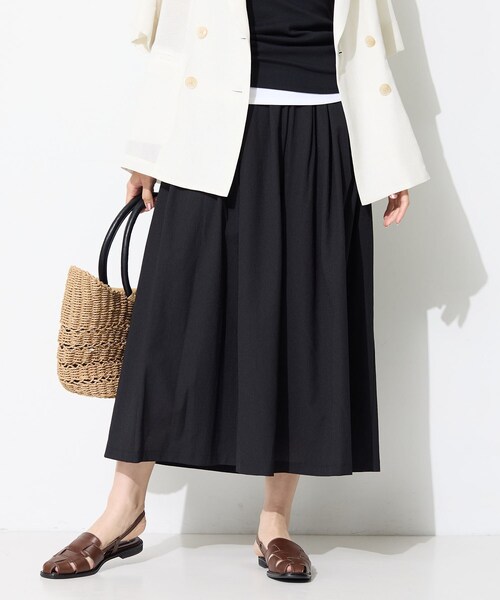 ワイドパンツ パンツ 「クールエアー素材／UVケア／セットアップ可能」エアリーフレアパンツ レディースの画像