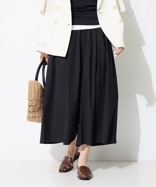 ワイドパンツ パンツ 「クールエアー素材／UVケア／セットアップ可能」エアリーフレアパンツ レディースの画像