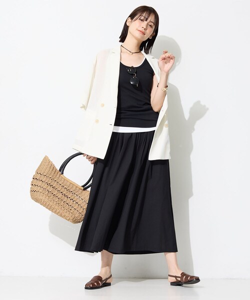 ワイドパンツ パンツ 「クールエアー素材／UVケア／セットアップ可能」エアリーフレアパンツ レディースの画像