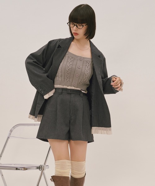 loin nuit フリルレイヤードショートパンツ loin nuit パンツ frill layered short pants / フリル