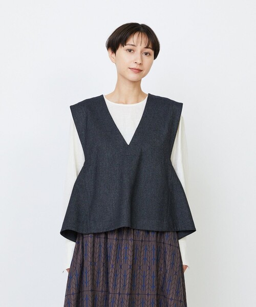 LOISIR ベスト ジレ クラシカルツイードAラインベスト レディース