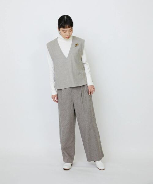 LOISIR ベスト ジレ クラシカルツイードAラインベスト レディース