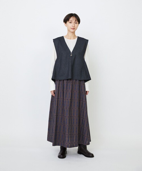LOISIR ベスト ジレ クラシカルツイードAラインベスト レディース