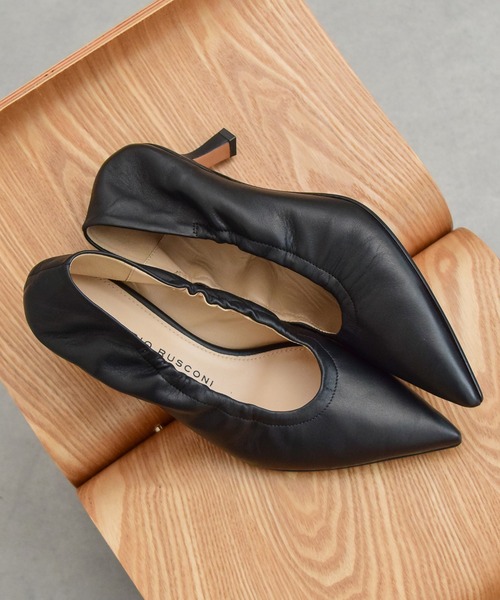 FABIO RUSCONI&frasl;ファビオルスコーニポインテッドトゥパンプス 本革 ★FABIO RUSCONI 本革シンプルポインテッドトゥパンプス(34)革底