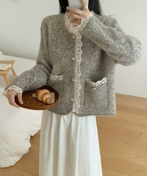 gossip!ロサンゼルス ニット セーター 「Y2Kガーリー」レーストリム